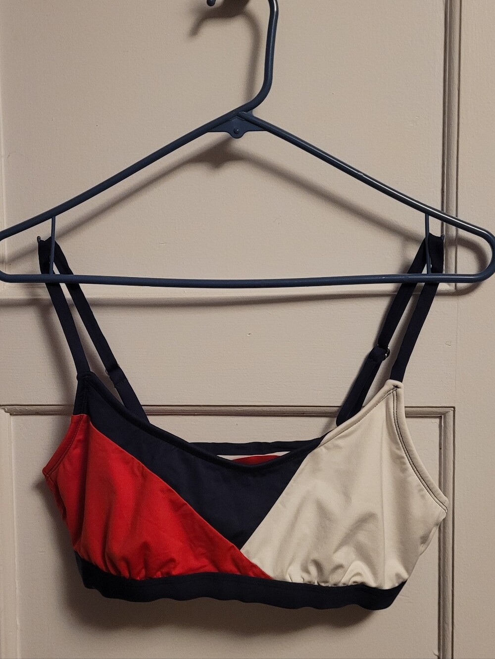Kona Sol Colorblock Bralette Swim Top— Red, Blue & White